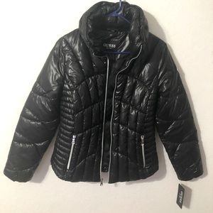 Black Classic puffer jacket by Guess